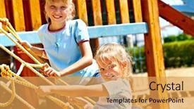  Presentation with children routines - Presentation design consisting of moving slides - happy children move background and a yellow colored foreground