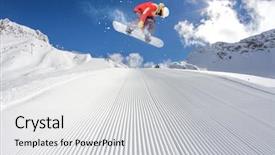  Presentation with rider - Slides having moving slides - snowboard rider jumping on mountains background and a light gray colored foreground