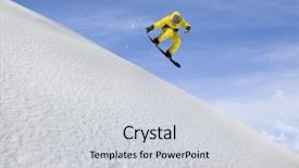  Presentation with rider - Colorful PPT theme enhanced with moving slides - snowboard rider jumping on winter backdrop and a light gray colored foreground