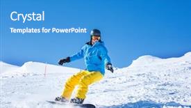 Presentation with hill - Beautiful PPT theme featuring moving slides - snowboarder sliding down the hill backdrop and a teal colored foreground