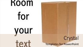  Presentation with text box - PPT layouts consisting of moving storage - genuine cardboard box isolated background and a coral colored foreground