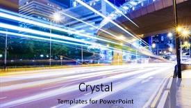  Presentation with night city - Audience pleasing slide deck consisting of moving street lights - modern city at night backdrop and a light blue colored foreground