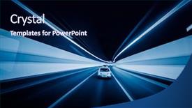  Presentation with car speeding - Audience pleasing presentation theme consisting of moving street lights - speeding car through the tunnel backdrop and a navy blue colored foreground