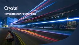  Presentation with street lights - Beautiful slides featuring moving street lights - traffic at night in hong backdrop and a ocean colored foreground