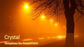 Presentation with road light - Beautiful PPT theme featuring moving street lights - traffic on foggy road backdrop and a  colored foreground