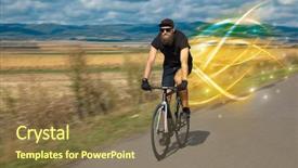  Presentation with magical - PPT theme having moving sun light - young cyclist riding bicycle background and a  colored foreground