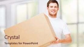  Presentation with box carton - Audience pleasing slide deck consisting of moving tmplate - new home and post delivery backdrop and a lemonade colored foreground