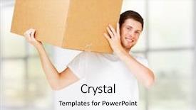  Presentation with box carton - Audience pleasing PPT theme consisting of closeup of a boys hand holding a fishing rod and reel backdrop and a light blue colored foreground