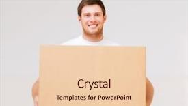  Presentation with box carton - Theme featuring moving tmplate - picture of smiling man carrying background and a lemonade colored foreground