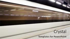  Presentation with station - Presentation design with moving train in subway station background and a light gray colored foreground