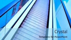  Presentation with moving business - Presentation having moving-travolator-in-business-office background and a light blue colored foreground