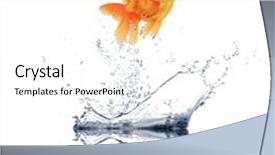  Presentation with eating fish and drink water from pollution oceans - Cool new presentation theme with moving up - golden fish jumping backdrop and a white colored foreground