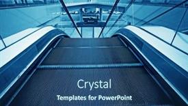  Presentation with trade - Colorful theme enhanced with moving up escalator in trade center backdrop and a ocean colored foreground