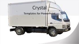  Presentation with trucking - Slide deck consisting of trucking gray - white commercial delivery truck isolated background and a light gray colored foreground