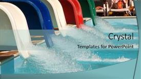  Presentation with water moving - Audience pleasing presentation theme consisting of moving water - aquapark backdrop and a light blue colored foreground