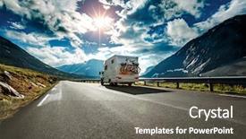  Presentation with caravan - Audience pleasing presentation theme consisting of moving water - caravan car travels backdrop and a gray colored foreground