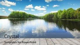  Presentation with water moving - Cool new PPT layouts with moving water - forest lake and wooden board backdrop and a light blue colored foreground