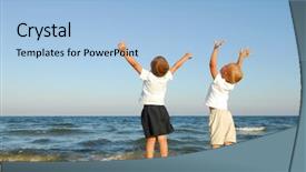  Presentation with water moving - Colorful theme enhanced with moving water - freedom two boys backdrop and a light blue colored foreground