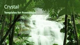  Presentation with waterfalls - Presentation theme with moving water - waterfalls in green forest background and a tawny brown colored foreground
