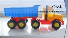  Presentation with earth moving construction - Colorful PPT theme enhanced with tipper trucks - toy ttipper truck industrial vehicle backdrop and a lemonade colored foreground