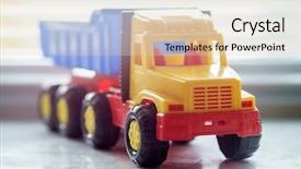  Presentation with earth moving construction - Colorful slides enhanced with dump truck miniature heavy-duty backdrop and a lemonade colored foreground