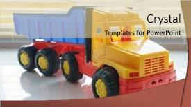  Presentation with earth moving construction - Slides featuring toy ttipper truck industrial vehicle background and a yellow colored foreground
