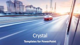  Presentation with freeway - Cool new presentation design with moving yellow sunlight - car driving on freeway backdrop and a teal colored foreground