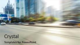  Presentation with driving road - Presentation design enhanced with moving yellow sunlight - car driving on road background and a  colored foreground