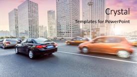  Presentation with road yellow - Slide set with moving yellow sunlight - car driving on road background and a lemonade colored foreground