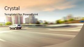  Presentation with road safety drive - Cool new slide set with moving yellow sunlight - car driving on road backdrop and a lemonade colored foreground