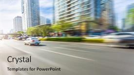  Presentation with road yellow - Presentation design enhanced with moving yellow sunlight - car driving on road background and a  colored foreground