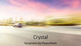  Presentation with driving road - Slide set enhanced with moving yellow sunlight - car driving on road background and a mint green colored foreground