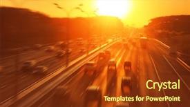  Presentation with force and motion - Colorful PPT layouts enhanced with moving yellow sunlight - motion blurred image of city backdrop and a tawny brown colored foreground