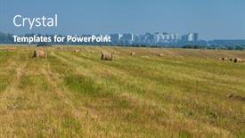  Presentation with wheat - Theme with mowed-wheat-field-near background and a teal colored foreground