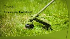  Presentation with green lawn - Colorful presentation theme enhanced with mowing-a-green-lawn backdrop and a gold colored foreground