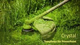  Presentation with green lawn - Slide set having mowing-a-green-lawn background and a tawny brown colored foreground