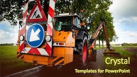  Presentation with roadside - Slides featuring mowing grass shoulder along roadside background and a tawny brown colored foreground