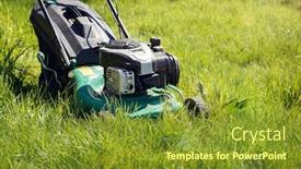  Presentation with green lawn - Amazing presentation design having mowing-or-cutting backdrop and a gold colored foreground