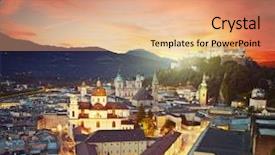  Presentation with salzburg - Slides with mozart - aerial night view background and a coral colored foreground