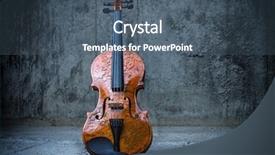  Presentation with concrete cracked - Presentation theme enhanced with mozart - cracked violin on concrete wall background and a ocean colored foreground