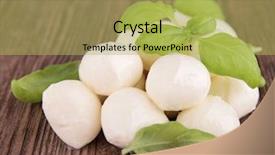  Presentation with mozzarella cheese - Beautiful slide deck featuring mozzarella and basil backdrop and a yellow colored foreground