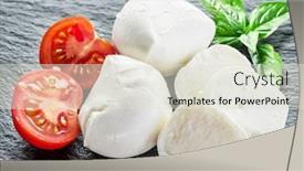  Presentation with dark grey - Colorful slide set enhanced with mozzarella and tomatoes dark grey background backdrop and a lemonade colored foreground
