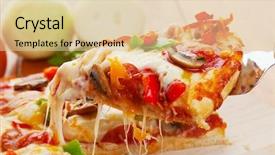  Presentation with pizza - Beautiful presentation design featuring mozzarella cheese - slice of supreme pizza being backdrop and a lemonade colored foreground