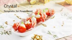  Presentation with cherry bloosom - Amazing presentation having mozzarella cheese - stuffed cherry tomatoes backdrop and a lemonade colored foreground