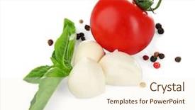  Presentation with mozzarella cheese - Amazing slide set having mozzarella cheese balls cherry tomato backdrop and a cream colored foreground