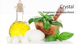  Presentation with mozzarella cheese - Colorful theme enhanced with mozzarella-cheese-olive-oil backdrop and a white colored foreground