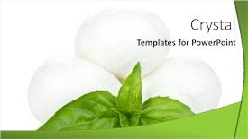  Presentation with mozzarella cheese - Presentation theme enhanced with mozzarella-cheese-with-basil-isolated background and a white colored foreground