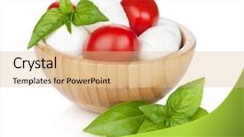  Presentation with white cheese - Presentation theme featuring mozzarella cheese with cherry tomatoes background and a lemonade colored foreground