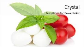  Presentation with mozzarella cheese - Amazing slide set having mozzarella cheese with cherry tomatoes backdrop and a white colored foreground