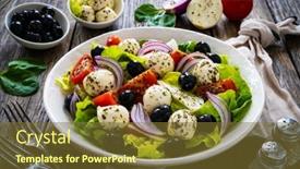  Presentation with salad - Theme with mozzarella-salad-on-wooden-board background and a tawny brown colored foreground